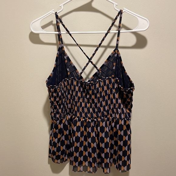 By Anthropologie Strappy Tank Ruched Mesh Detail Small Top Ruffle - Picture 6 of 7